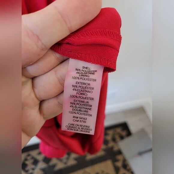 NEW Tommy Hilfiger Dress Red Keyhole Collar Midi Date Night Romantic Size 16 - Picture 9 of 9